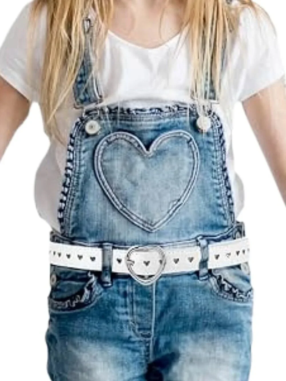 Girls Heart Buckle Belts 3-Pack Pink White Black Adjustable Faux Leather